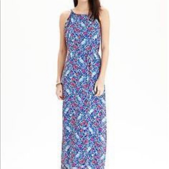 bird print maxi dress